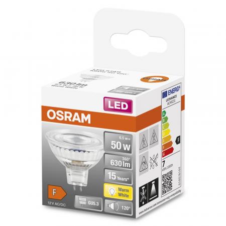 Osram GU5.3 MR16 LED Strahler 120° 6,5W wie 50W 2700K warmweißes Licht - 12V Niedervolt